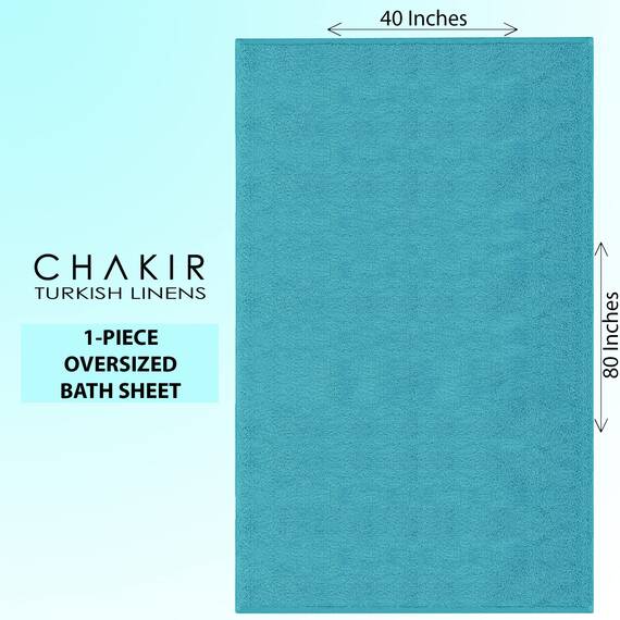 Chakir Turkish Linens 100% Baumwolle Premium türkische Handtücher für Badezimmer | 101 x 203 cm (1 Stück übergroße Badetuch, Aqua)