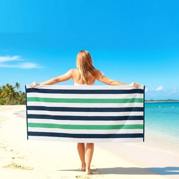 Casa Copenhagen Monaco Handtücher 4-Stück Geschenkset aus – Blaugrün Strandtüchern, 75x150 cm extragroße Pooltüchern 100% Baumwolle (perfekte Sommer Geschenkset für Damen & Herren)
