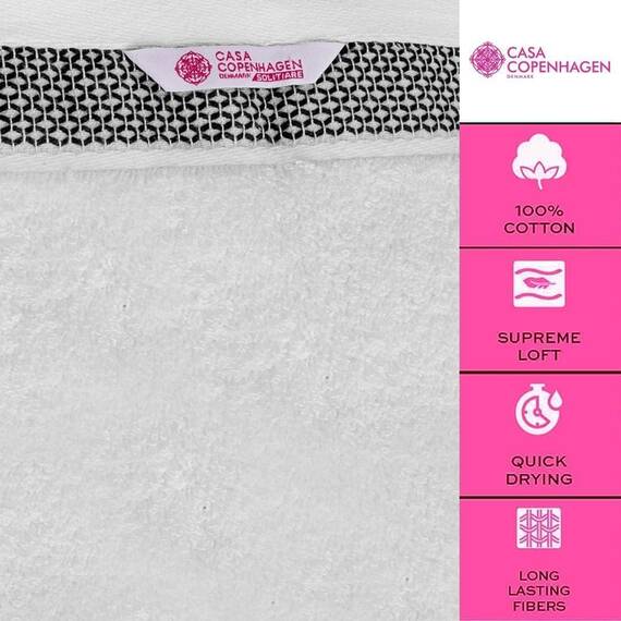 Casa Copenhagen, 6teiliges Designer Handtuch Geschenkset aus 100% ägyptischer Baumwolle -Perlweiß, 600 g/m² (2Badetücher, 2Handtücher, 2Waschhandschuhe) Geschenkbox für Damen & Herren