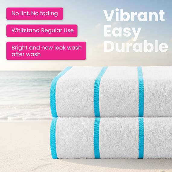 Casa Copenhagen Cabana Handtücher 4-Stück Geschenkset aus – Blaugrün gestreift, 75x150 cm extragroße Pooltüchern 100% Baumwolle (perfekte Sommer Geschenkset für Damen & Herren)