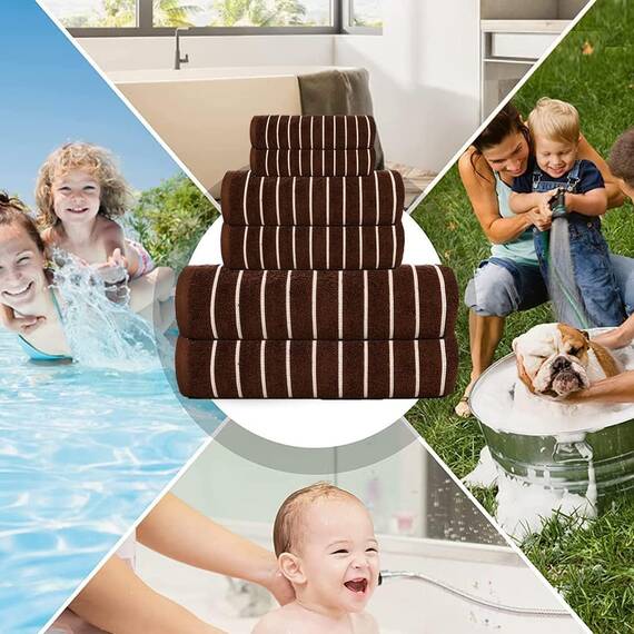 Casa Copenhagen, 6teiliges Designer Handtuch Geschenkset aus 100% ägyptischer Baumwolle –Braun, 600 g/m² (2Badetücher, 2Handtücher, 2Waschhandschuhe) Geschenkbox für Damen & Herren