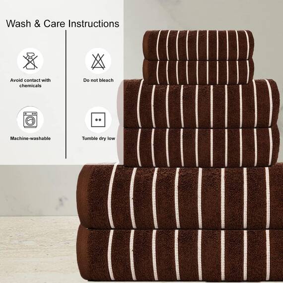 Casa Copenhagen, 6teiliges Designer Handtuch Geschenkset aus 100% ägyptischer Baumwolle –Braun, 600 g/m² (2Badetücher, 2Handtücher, 2Waschhandschuhe) Geschenkbox für Damen & Herren