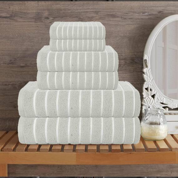 Casa Copenhagen, 6teiliges Designer Handtuch Geschenkset aus 100% ägyptischer Baumwolle –Schieferviolett, 600 g/m² (2Badetücher, 2Handtücher, 2Waschhandschuhe) Geschenkbox für Damen & Herren