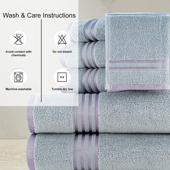 Casa Copenhagen 6-teiliges Set aus 100% Baumwolle – Aschgrau, 600 g/m², 2 Badetücher, 2 Handtuchtücher, 2 Waschlappen aus ägyptischer Baumwolle, ultraweiches Luxus-Set fürs Badezimmer