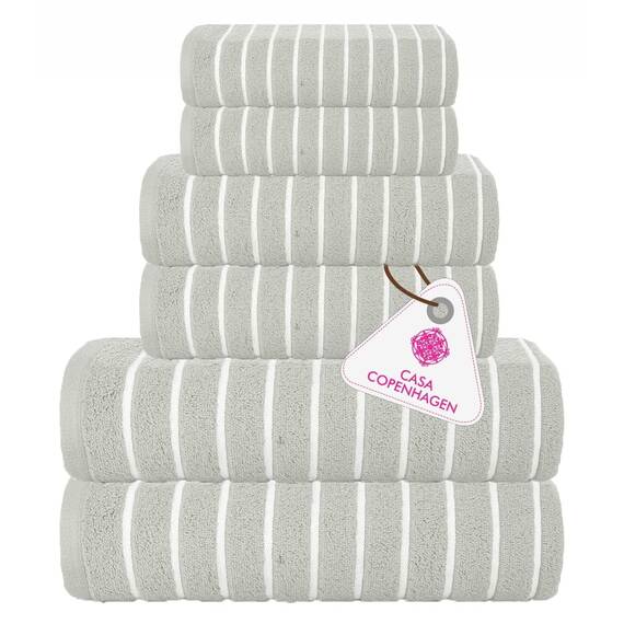 Casa Copenhagen, 6teiliges Designer Handtuch Geschenkset aus 100% ägyptischer Baumwolle –Schieferviolett, 600 g/m² (2Badetücher, 2Handtücher, 2Waschhandschuhe) Geschenkbox für Damen & Herren