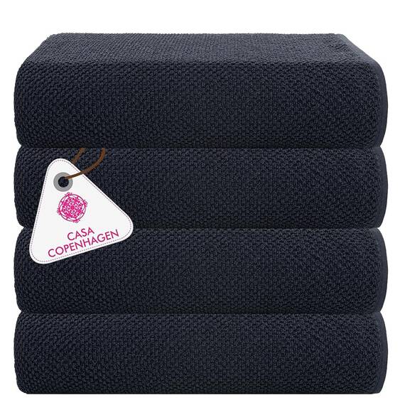 Casa Copenhagen 4-teiliges Geschenkset XL Designer Handtüchern aus 100% ägyptischer Baumwolle- Saphirblau, 70x140 cm, 4Badetücher für Badezimmer (perfekte Geschenkset für Damen & Herren)