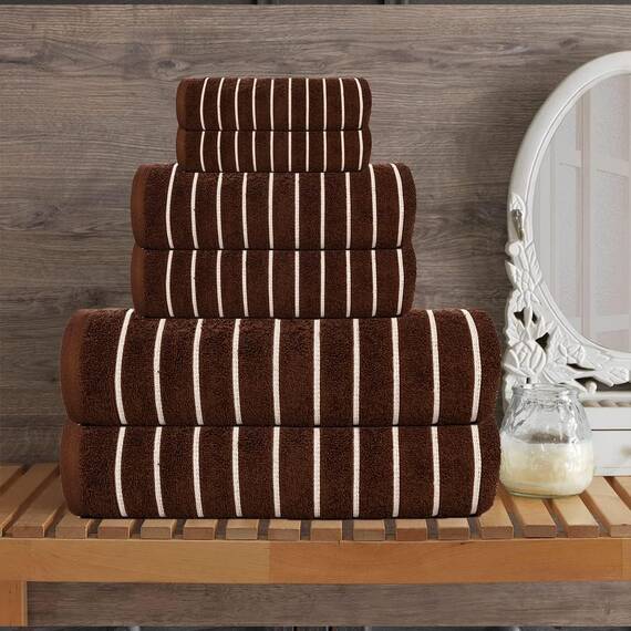 Casa Copenhagen, 6teiliges Designer Handtuch Geschenkset aus 100% ägyptischer Baumwolle –Braun, 600 g/m² (2Badetücher, 2Handtücher, 2Waschhandschuhe) Geschenkbox für Damen & Herren