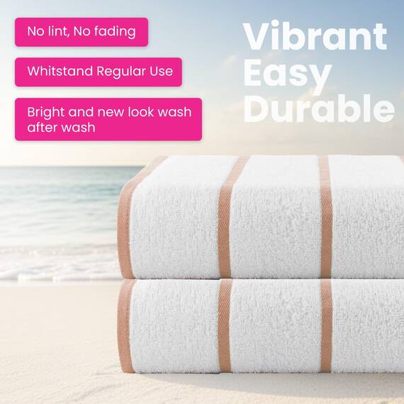 Casa Copenhagen Cabana Handtücher 4-Stück Geschenkset aus – Beigeweiß gestreift, 75x150 cm extragroße Pooltüchern 100% Baumwolle (perfekte Sommer Geschenkset für Damen & Herren)