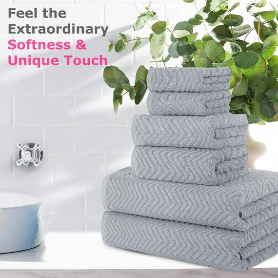 Casa Copenhagen, 6teiliges Designer Handtuch Geschenkset aus 100% ägyptischer Baumwolle – Pflaumengrau, 550 g/m² (2Badetücher, 2Handtücher, 2Waschhandschuhe) Geschenkbox für Damen & Herren