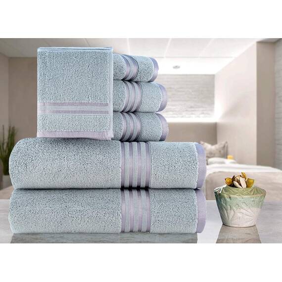 Casa Copenhagen 6-teiliges Set aus 100% Baumwolle – Aschgrau, 600 g/m², 2 Badetücher, 2 Handtuchtücher, 2 Waschlappen aus ägyptischer Baumwolle, ultraweiches Luxus-Set fürs Badezimmer