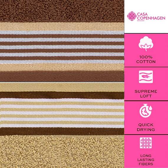 Casa Copenhagen He & She 2-teiliges XL-Designer Badetuch-Set aus 100% ägyptischer Baumwolle Braun–Beige, 90x180 cm Badetücher für das Badezimmer (perfekte Geschenkset für Damen & Herren)