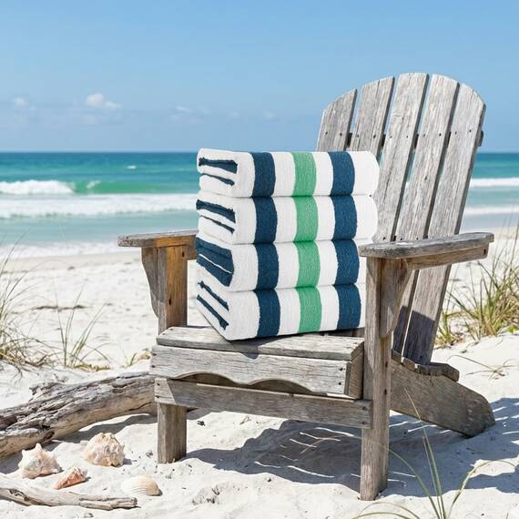 Casa Copenhagen Monaco Handtücher 4-Stück Geschenkset aus – Blaugrün Strandtüchern, 75x150 cm extragroße Pooltüchern 100% Baumwolle (perfekte Sommer Geschenkset für Damen & Herren)