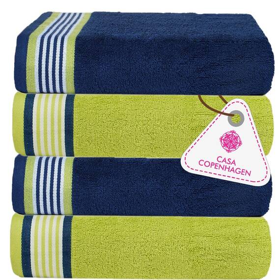 Casa Copenhagen He & She 4 teiliges Badetücher Set - Kalifornienblau–Kaliforniengrün, 550 g/m², 4 teiliges Badetücher, Baumwolle Handtüchern Rau und zäh Einsatz, Geschenkset für Badezimmer