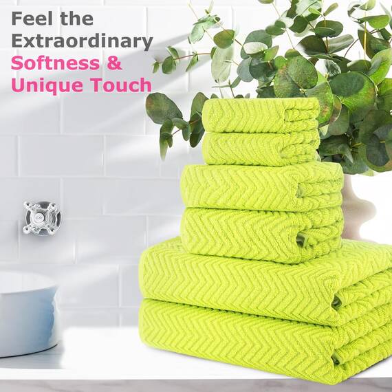 Casa Copenhagen, 6teiliges Designer Handtuch Geschenkset aus 100% ägyptischer Baumwolle – Leuchtgrün, 550 g/m² (2Badetücher, 2Handtücher, 2Waschhandschuhe) Geschenkbox für Damen & Herren