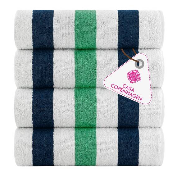 Casa Copenhagen Monaco Handtücher 4-Stück Geschenkset aus – Blaugrün Strandtüchern, 75x150 cm extragroße Pooltüchern 100% Baumwolle (perfekte Sommer Geschenkset für Damen & Herren)