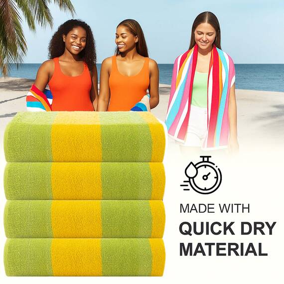 Casa Copenhagen Malibu Handtücher 4-Stück Geschenkset aus – Grün Strandtüchern, 75x150 cm extragroße Pooltüchern 100% Baumwolle (perfekte Sommer Geschenkset für Damen & Herren)