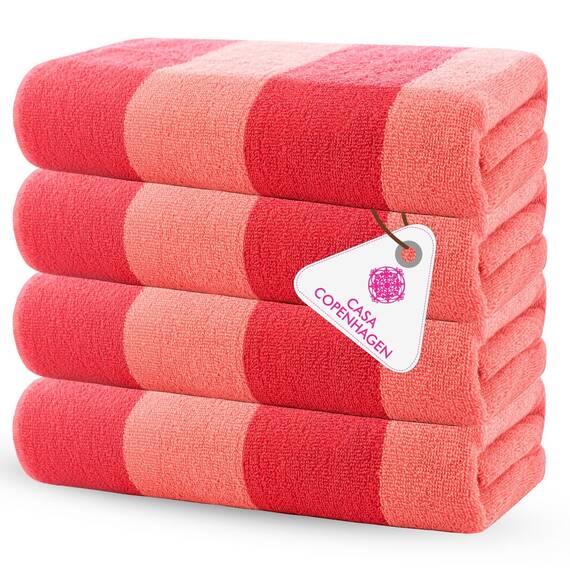 Casa Copenhagen Malibu Handtücher 4-Stück Geschenkset aus – Rosa Strandtüchern, 75x150 cm extragroße Pooltüchern 100% Baumwolle (perfekte Sommer Geschenkset für Damen & Herren)