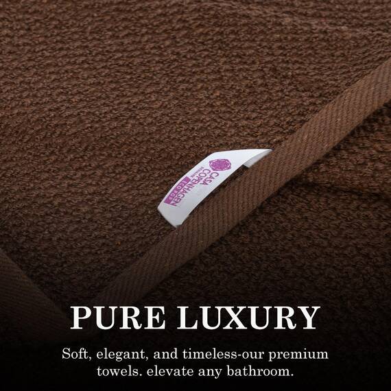 Casa Copenhagen EcoWave 4-teiliges Designer-Handtuch-Geschenkset – 100% Baumwolle, groß -Toffee, 55"x27", 4 Badetücher für das Badezimmer (In Geschenkbox- das perfekte Geschenkset für Damen & Herren)