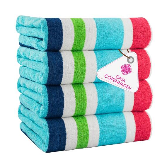 Casa Copenhagen Monaco Handtücher 4-Stück Geschenkset aus – Regenbogenrosa, 75x150 cm extragroße Pooltüchern 100% Baumwolle (perfekte Sommer Geschenkset für Damen & Herren)