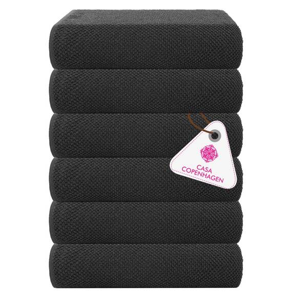 Casa Copenhagen Strukturiertes 6-teiliges kleines Badetuchset - Moosgrau, aus 100% ägyptischer Baumwolle Kiefergrau, Badetücher für das Badezimmer (perfekte Geschenkset für Damen & Herren)