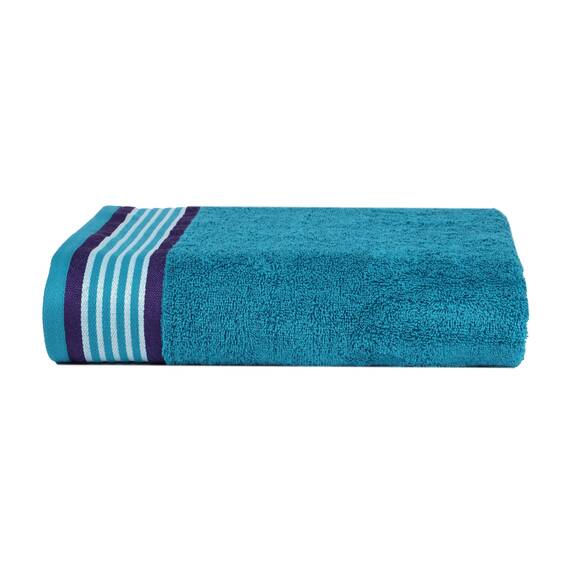 Casa Copenhagen He & She 2-teiliges XL-Designer Badetuch-Set aus 100% ägyptischer Baumwolle Violett–Indigo–Blaugrün, 90x180 cm Badetücher für das Badezimmer (perfekte Geschenkset für Damen & Herren)