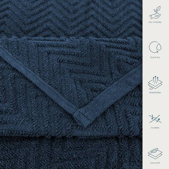 Casa Copenhagen Wave Strukturiertes 6-teiliges kleines Badetuchset - Preußischblau, aus 100% ägyptischer Baumwolle Kiefergrau, Badetücher für das Badezimmer (perfekte Geschenkset für Damen & Herren)