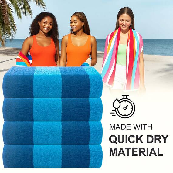 Casa Copenhagen Malibu Strandtücher, entworfen in Dänemark, robust & widerstandsfähig, schnelltrocknend, für Pool, Bad & Dusche, 76x152 cm, 4-teiliges Strand & Badetuch-Set aus Baumwolle-Blau/Türkis