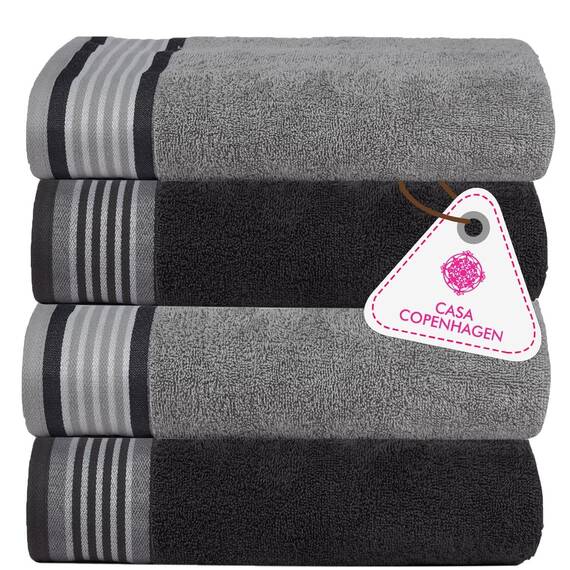 Casa Copenhagen He & She 4 teiliges Badetücher Set - Grauviolett, 550 g/m², 4 teiliges Badetücher, Baumwolle Handtüchern Rau und zäh Einsatz, Geschenkset für Badezimmer