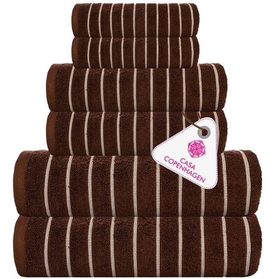 Casa Copenhagen, 6teiliges Designer Handtuch Geschenkset aus 100% ägyptischer Baumwolle –Braun, 600 g/m² (2Badetücher, 2Handtücher, 2Waschhandschuhe) Geschenkbox für Damen & Herren