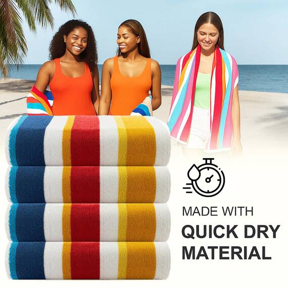 Casa Copenhagen Bora Bora Strandtücher, entworfen in Dänemark, robust und widerstandsfähig, schnelltrocknend, für Pool, Bad und Dusche, 76 x152cm, 4-teiliges Handtuchset aus Baumwolle – Gelb