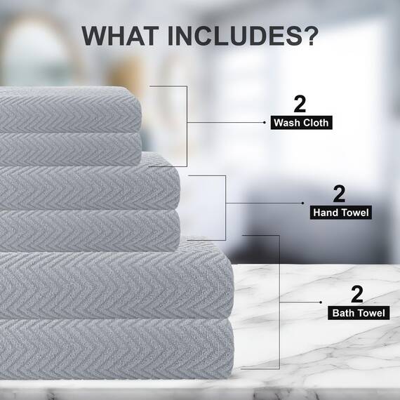 Casa Copenhagen, 6teiliges Designer Handtuch Geschenkset aus 100% ägyptischer Baumwolle – Pflaumengrau, 550 g/m² (2Badetücher, 2Handtücher, 2Waschhandschuhe) Geschenkbox für Damen & Herren