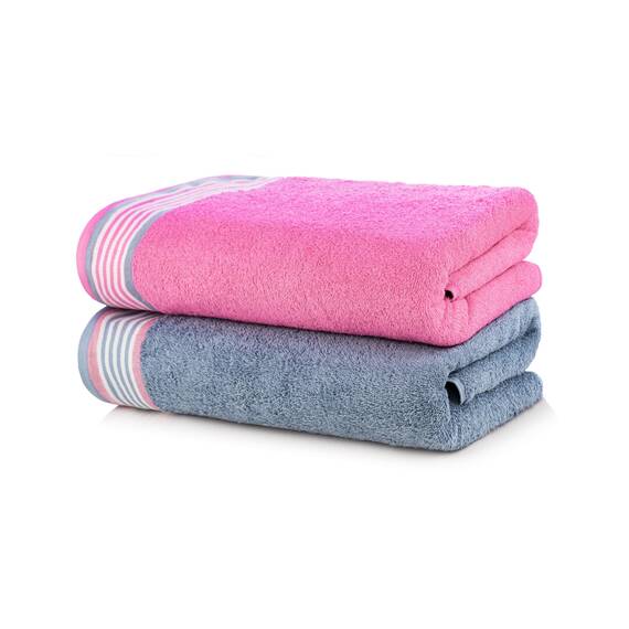 Casa Copenhagen He & She 4 teiliges Badetücher Set - Staubblau–Rosa, 550 g/m², 4 teiliges Badetücher, Baumwolle Handtüchern Rau und zäh Einsatz, Geschenkset für Badezimmer