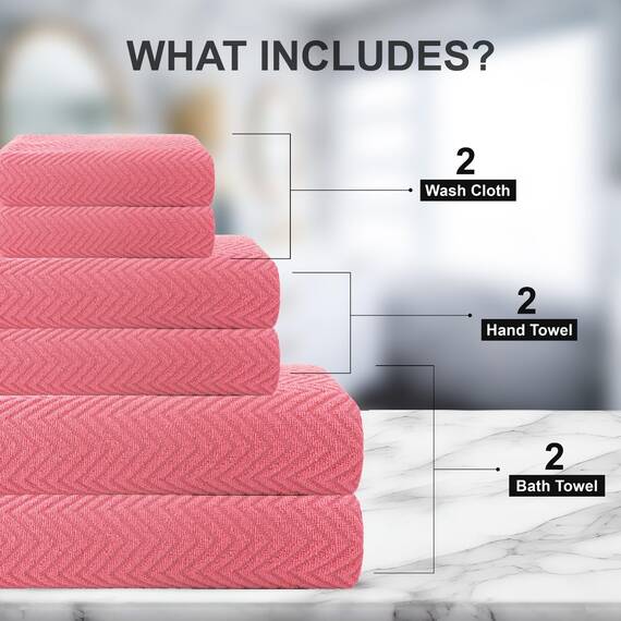 Casa Copenhagen, 6teiliges Designer Handtuch Geschenkset aus 100% ägyptischer Baumwolle – Schweinchenrosa, 550 g/m² (2Badetücher, 2Handtücher, 2Waschhandschuhe) Geschenkbox für Damen & Herren
