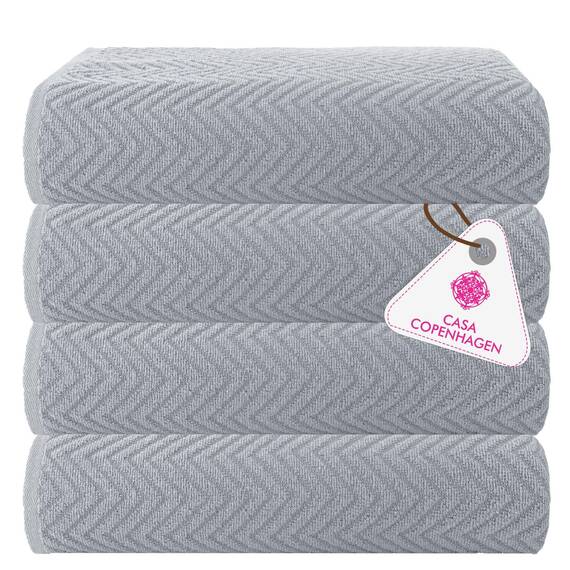 Casa Copenhagen Wave Textured 4-teiliges Geschenkset XL Designer Handtüchern aus 100% ägyptischer Baumwolle, 70x140 cm, 4Badetücher für Badezimmer (perfekte Geschenkset für Damen & Herren)