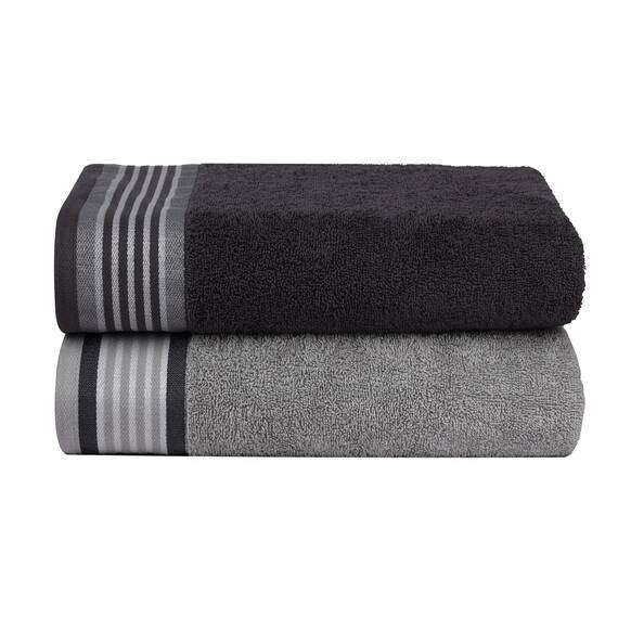 Casa Copenhagen 6-teiliges Handtuch-Set, Kieferngrau + Grauviolett, 550g/m², 2Badetücher, 2Handtücher, 2Waschlappen aus weicher ägyptischer Baumwolle für Badezimmer, Küche und Dusche