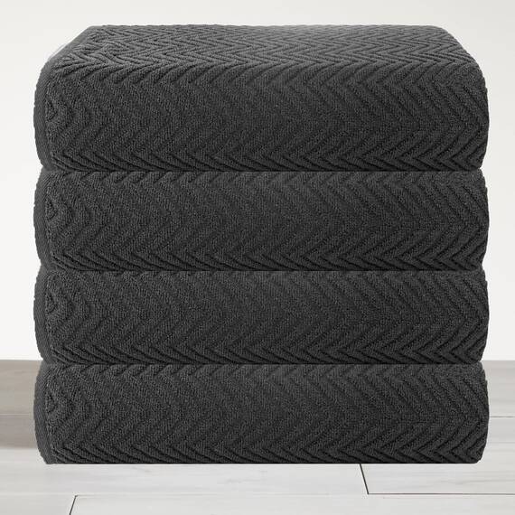 Casa Copenhagen Wave Textured 4-teiliges Geschenkset XL Designer Handtüchern aus 100% ägyptischer Baumwolle- Kieferrau 70x140 cm, 4Badetücher für Badezimmer (perfekte Geschenkset für Damen & Herren)