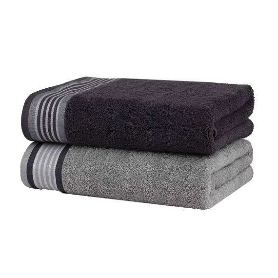 Casa Copenhagen 6-teiliges Handtuch-Set, Kieferngrau + Grauviolett, 550g/m², 2Badetücher, 2Handtücher, 2Waschlappen aus weicher ägyptischer Baumwolle für Badezimmer, Küche und Dusche