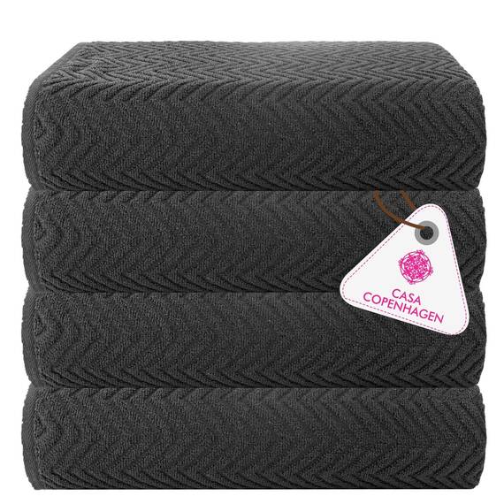 Casa Copenhagen Wave Textured 4-teiliges Geschenkset XL Designer Handtüchern aus 100% ägyptischer Baumwolle- Kieferrau 70x140 cm, 4Badetücher für Badezimmer (perfekte Geschenkset für Damen & Herren)