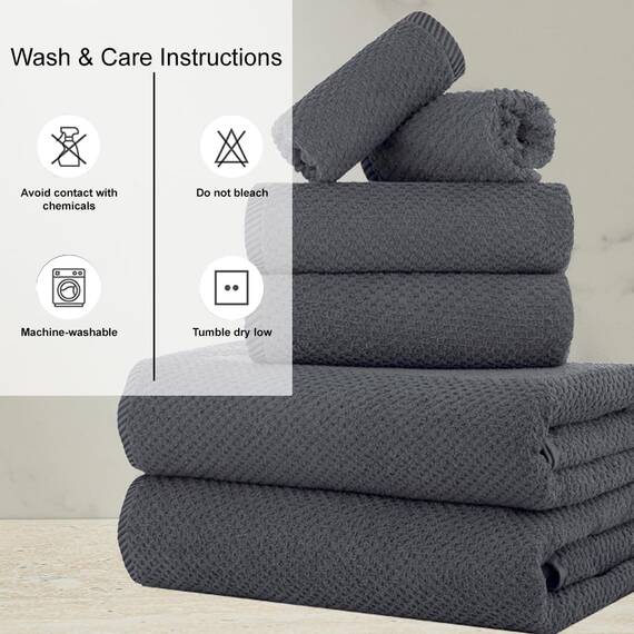 Casa Copenhagen, 6teiliges Designer Handtuch Geschenkset aus 100% ägyptischer Baumwolle –Kiefer Grau, 600 g/m² (2Badetücher, 2Handtücher, 2Waschhandschuhe) Geschenkbox für Damen & Herren