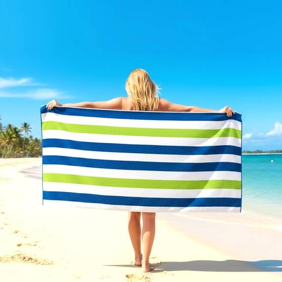 Casa Copenhagen Monaco Handtücher 4-Stück Geschenkset aus – Grasgrün Strandtüchern, 75x150 cm extragroße Pooltüchern 100% Baumwolle (perfekte Sommer Geschenkset für Damen & Herren)