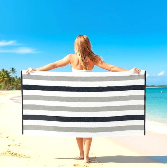 Casa Copenhagen Monaco Handtücher 4-Stück Geschenkset aus – Anthrazitgrau Strandtüchern, 75x150 cm extragroße Pooltüchern 100% Baumwolle (perfekte Sommer Geschenkset für Damen & Herren)