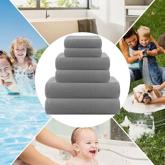 Casa Copenhagen Waffle 4-teiliges Geschenkset XL Designer Handtüchern aus 100% ägyptischer Baumwolle- Grauviolett, 70x140 cm, 4Badetücher für Badezimmer (perfekte Geschenkset für Damen & Herren)