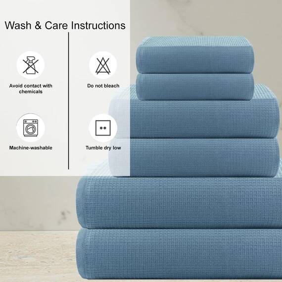 Casa Copenhagen Waffle 2-teiliges XL-Designer Badetuch-Set aus 100% ägyptischer Baumwolle Altblau, 600 g/m², 90x180 cm Badetücher für das Badezimmer (perfekte Geschenkset für Damen & Herren)