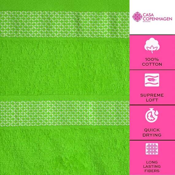 Casa Copenhagen, 6teiliges Designer Handtuch Geschenkset aus 100% ägyptischer Baumwolle –Limettengrün, 600 g/m² (2Badetücher, 2Handtücher, 2Waschhandschuhe) Geschenkbox für Damen & Herren