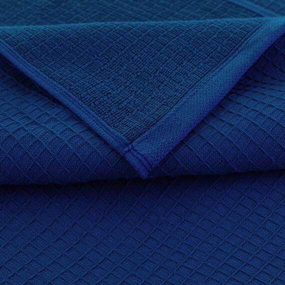 Casa Copenhagen Waffle 2-teiliges XL-Designer Badetuch-Set aus 100% ägyptischer Baumwolle Marineblau, 600 g/m², 90x180 cm Badetücher für das Badezimmer (perfekte Geschenkset für Damen & Herren)