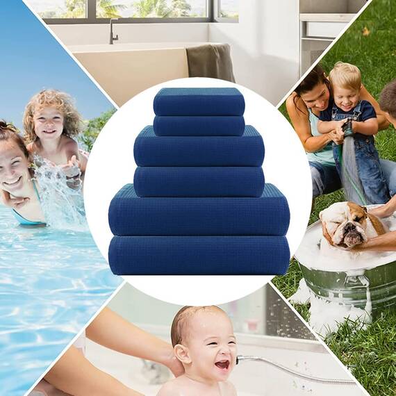 Casa Copenhagen Waffle 2-teiliges XL-Designer Badetuch-Set aus 100% ägyptischer Baumwolle Marineblau, 600 g/m², 90x180 cm Badetücher für das Badezimmer (perfekte Geschenkset für Damen & Herren)