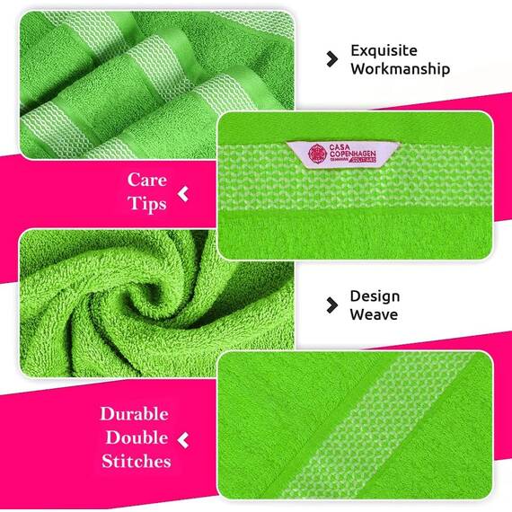 Casa Copenhagen, 6teiliges Designer Handtuch Geschenkset aus 100% ägyptischer Baumwolle –Limettengrün, 600 g/m² (2Badetücher, 2Handtücher, 2Waschhandschuhe) Geschenkbox für Damen & Herren