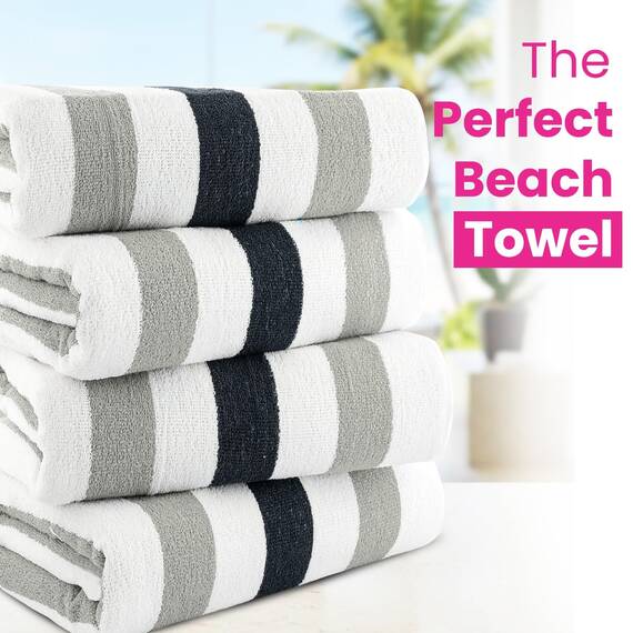 Casa Copenhagen Monaco Handtücher 4-Stück Geschenkset aus – Anthrazitgrau Strandtüchern, 75x150 cm extragroße Pooltüchern 100% Baumwolle (perfekte Sommer Geschenkset für Damen & Herren)