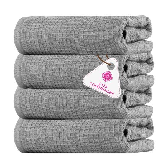 Casa Copenhagen Waffle 4-teiliges Geschenkset XL Designer Handtüchern aus 100% ägyptischer Baumwolle- Grauviolett, 70x140 cm, 4Badetücher für Badezimmer (perfekte Geschenkset für Damen & Herren)