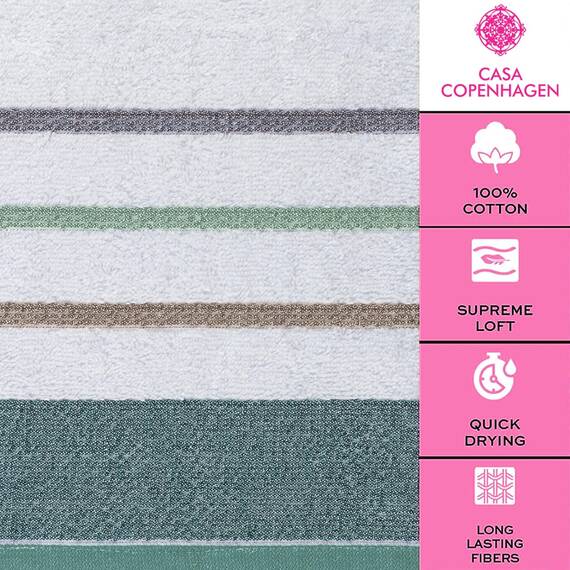Casa Copenhagen, 6teiliges Designer Handtuch Geschenkset aus 100% ägyptischer Baumwolle – Graues Meergras, 600 g/m² (2Badetücher, 2Handtücher, 2Waschhandschuhe) Geschenkbox für Damen & Herren